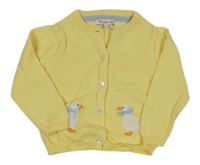 Žlutý propínací svetr s husami 