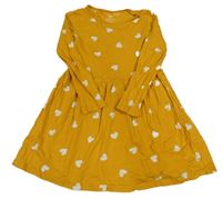 Okrové bavlněné šaty se srdíčky H&M