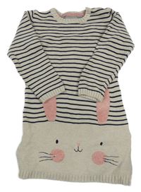 Béžovo-modré svetrové šaty s králíkem Primark