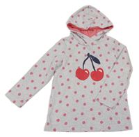 Šedá puntíkovaná mikina s třešněmi a kapucí Topolino