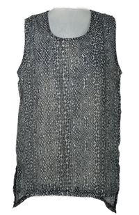 Dámská černo-bílá vzorovaná šifonová halenka Janina