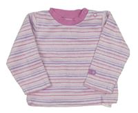 Bílo-růžovo-fialové pruhované sametové triko 