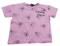 Světlerůžové crop tričko s Mickeym Disney