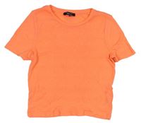 Neonově oranžové žebrované crop tričko New Look