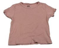 Růžové žebrované crop tričko H&M