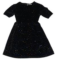 Černé sametové šaty s barevnými flitry Sfera