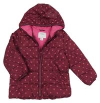 Vínová puntíkatá šusťáková zateplená bunda s kapucí Old Navy