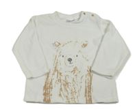 Bílé sametové triko s medvědem 