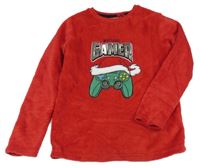 Červená chlupatá pyžamová mikina s Grinchem Primark