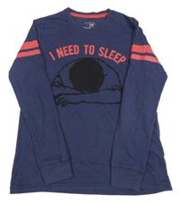 Tmavomodré pyžamové triko s nápisem Redtag