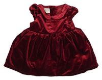 Rubínové sametové šaty s límečkem H&M