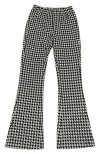 Šedo-černé vzorované úpletové flare kalhoty Y.F.K.