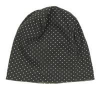 Antracitovo-bílá puntíkatá oboustranná čepice 