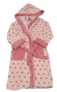 Světlerůžový chlupatý župan se srdíčky a kapucí Lupilu