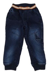 Tmavomodré cuff rifle s úpletový pasem 