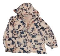 Světlerůžová květovaná šusťáková jarní parka s kapucí name it.
