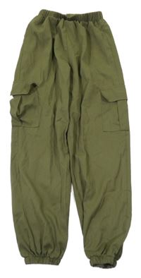 Khaki lehké cuff cargo kalhoty 
