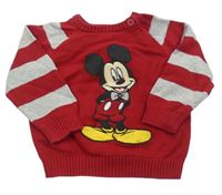 Červeno-pruhovaný svetr s Mickeym zn. C&A