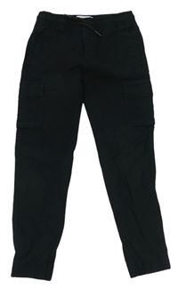 Černé plátěné cargo cuff kalhoty Denim Co.