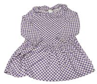 Fialové šaty s kytičkami a límečkem H&M