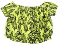 Citronové crop tričko s listy E-vie