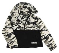 Bílo-černá vzorovaná crop mikina s kapucí Firetrap