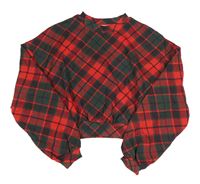 Červeno-šedá kostkovaná crop mikina Primark