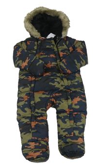 Army šusťáková zimní kombinéza s kapucí Primark