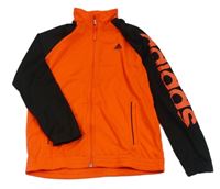 Oranžovo-černá propínací sportovní mikina s logem Adidas