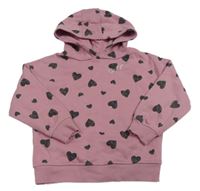 Růžová mikina se srdíčky a kapucí Primark