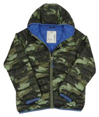 Khaki army šusťáková prošívaná zateplená bunda s kapucí M&S