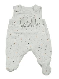 Bílé hvězdičkované sametové dupačky se sloníky C&A