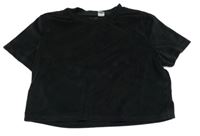 Černé plyšové crop tričko Shein