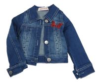 Tmavomodrá riflová crop bunda s Minnií Gamzelim