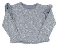 Modré triko se zvířátky a volánky Next 