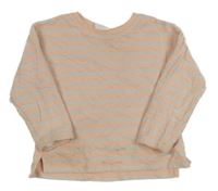 Broskvovo-šedý pruhovaný svetr Zara