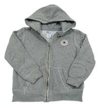 Šedá melírovaná propínací mikina s logem a kapucí Converse