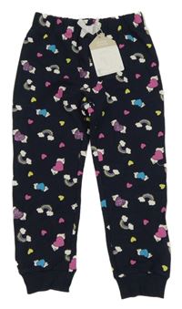 Nové - Tmavomodré tepláky se srdíčky a duhami 