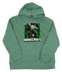 Zelená mikina Minecraft s překlápěcími flitry a kapucí