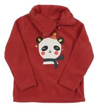 Červená fleecová mikina s pandou a límcem C&A