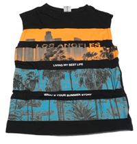 Černo-modro-oranžové tílko s palmami Chapter young