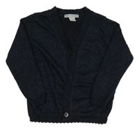 Tmavomodrý třpytivý propínací svetr 