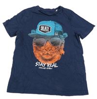 Tmavomodré tričko s tygrem C&A