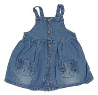 Modré riflové propínací šaty se zajíčky F&F