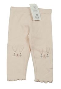 Nové - Světlerůžové žebrované legíny se zajíčky F&F