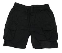 Černé plátěné kraťasy s kapsami Terranova 