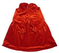 Červené sametové šaty s límečkem Dunnes