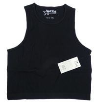 Nové - Černý žebrovaný crop top Peacocks