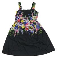 Nové - Antracitové plátěné květované šaty s páskem Lipsy London