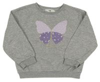 Šedá melírovaná mikina s motýlem C&A
